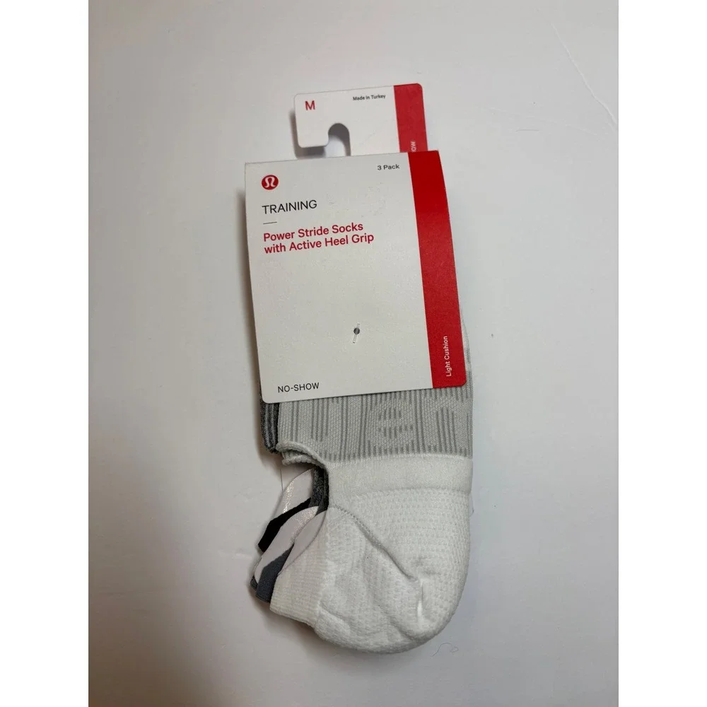 Lululemon Power Stride No-Show Socks 3 Pack Active Heel Grip